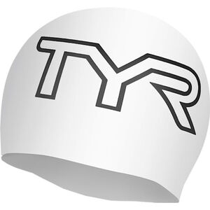 Men's TYR White Black Graphic Silicone Swim Cap